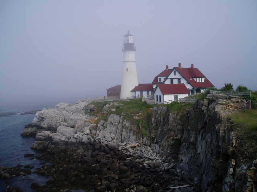 lighthouse in fog