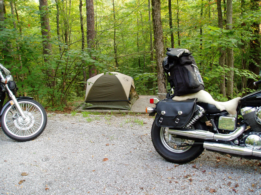 us tenting on the Trace